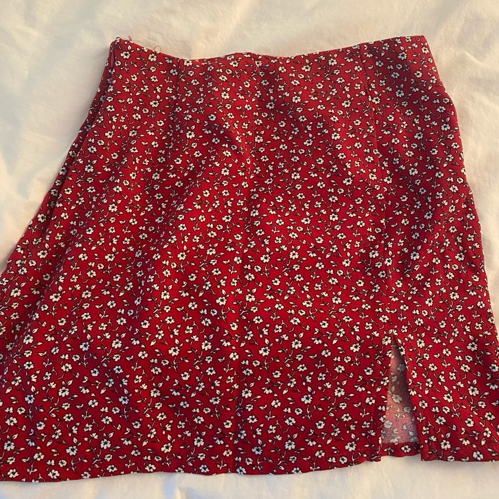 Red and white mini skirt